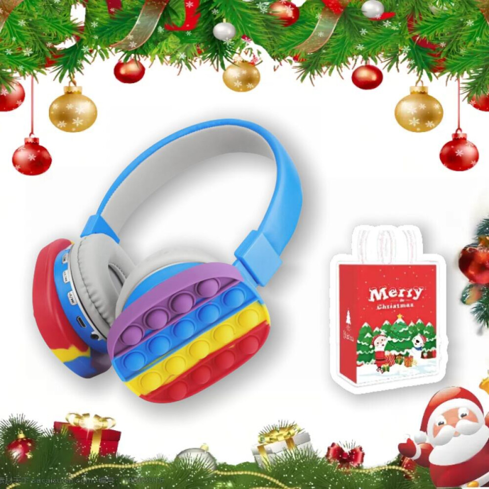 (Rainbow Blue)Christmas Gifts Bonus Box Bluetooth Headphones Wireless for Girls Women Men  Cute Wireless Gaming Headset Over Ear Build in Mi-image-OPC-PJVXQXM-NEW