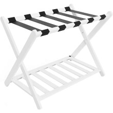 Luggage Rack Pannier Rack, Folding Suitcase Stand with Magnetic Locking for Guest Room, Hotel Use, Black Color