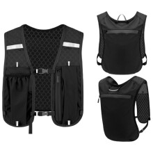 Hydration Running Vest for Women, Lightweight Chest Pack with Bubble Earphones, Ideal for Hiking and Marathons, Schwarz A