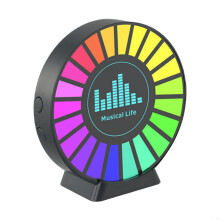 Electronic Sound Detector RGB Ambient Light with Mobile APP Control, 2K HD Microphone, Built-in AGC System, Black