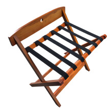Luggage Rack Folding Suitcase Stand with Backrest, Heavy Duty 64cm x 43cm x 61cm, 6 Black Nylon Straps