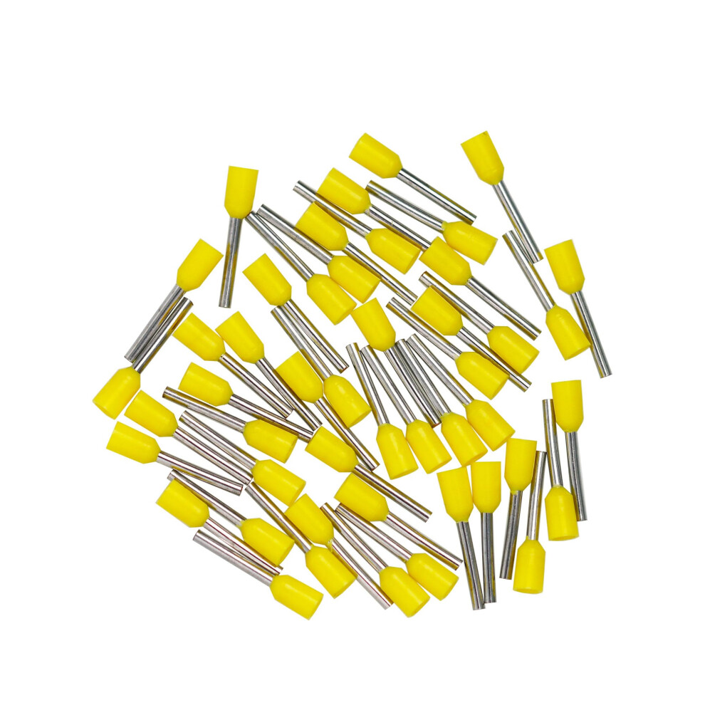 Wire End Ferrules 0.25 Mmâ² Yellow Insulated 8 Mm Sleeve Length 12.5 Mm Total Length Pack Of 50 For Electrical Connections 6038364393029