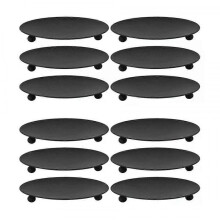 Iron Candle Holder, 12 PCS Retro Decorative Candlestick with Creative Tray for Wedding
