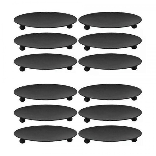 Iron Candle Holder, 12 PCS Retro Decorative Candlestick with Creative Tray for Wedding