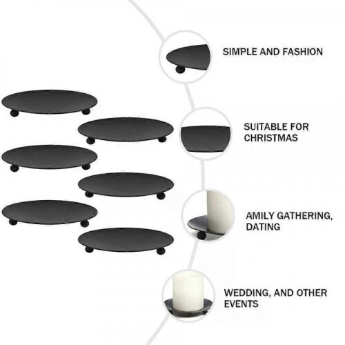 Iron Candle Holder, 12 PCS Retro Decorative Candlestick with Creative Tray for Wedding 2