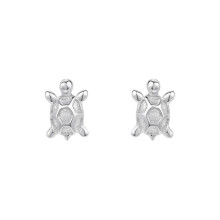 Turtle Earrings, Cute S999 Sterling Silver Animal Ear Jewelry for Women, Fashionable Versatile Plain Silver