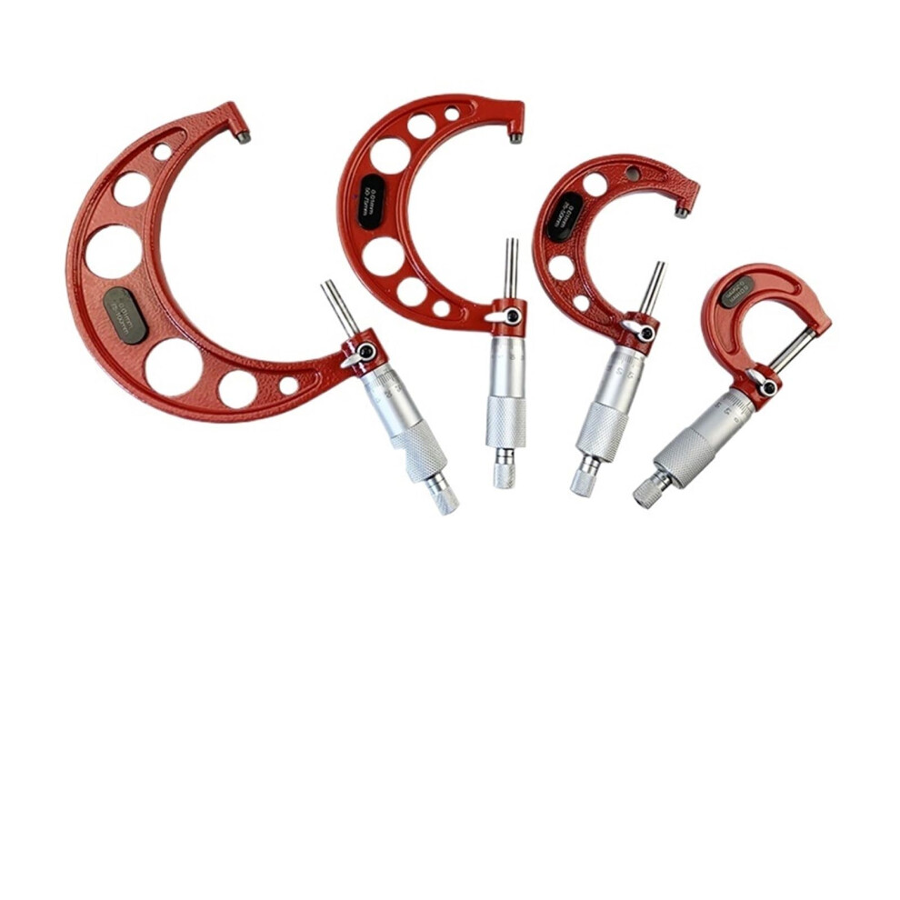 4-Piece Outside Micrometer Set 0-25 Mm, 50 Mm, 75 Mm, 100 Mm With Standard Ratchet Stop, 0-100 Mm Range, 0.01 Mm Gradation 6482260822594