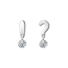 Fun Exclamation Mark Question Mark Earrings, S999 Sterling Silver Versatile Fashionable Zirconia Stud Earrings for Women