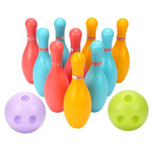 Kid Bowling Set - Indoor Outdoor Plastic Toy Bowling Game for Kids with 10 Pins and 2 Balls - Educational Fun L+12 Pieces