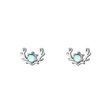 Antler Moonstone Earrings, 999 Sterling Silver Women's Versatile Ear Jewelry