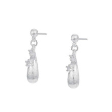 Water Drop Zircon Earrings, S925 Sterling Silver Brushed Stud Earrings Women's Fashion Versatile Jewelry
