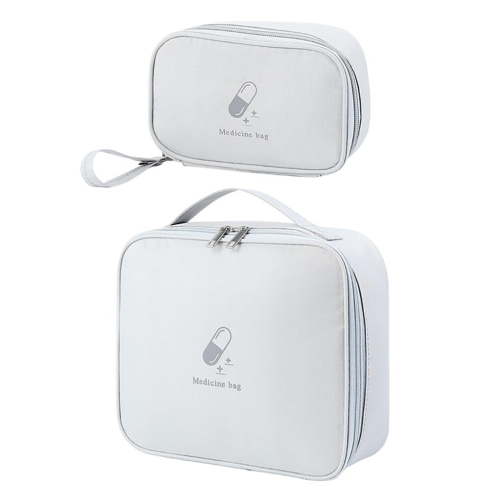Grey Medicine Bag Pack Of 2 Waterproof Medical Storage Bags Portable First Aid Bags For Travel Office Camping