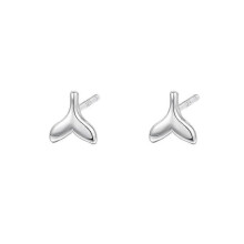 Polished Mermaid Tail Earrings for Women, S999 Sterling Silver Versatile Solid Silver Ear Piercing Care Jewelry