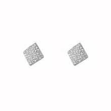Rhinestone Stud Earrings, Women's S925 Sterling Silver Micro Pave Rhombus Geometric Fashion Versatile Earrings