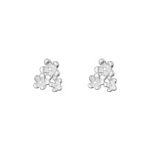 Flower Earrings, Women's S999 Pure Silver Gentle Fairy Style Fresh Three Flowers Versatile Earrings