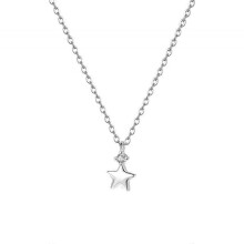 Mini Single Diamond Star Necklace for Lady, S999 Pure Silver Solid Silver Collar Chain Daily Wear