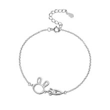 Bracelet, S925 Silver Cute Lady Carrot Rabbit Fresh Summer Hollow Out Hand Jewelry
