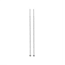 Beaded Earrings, Women's Long Tassel Drop Earrings Silver 165mm