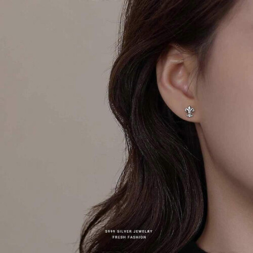 Iris Earrings, S999 Pure Silver Unisex Versatile Earrings 1