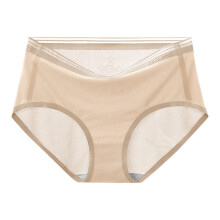 Men's Organic Ice Silk Underwear Large Size Breathable Cotton Triangle Shorts in Beige L