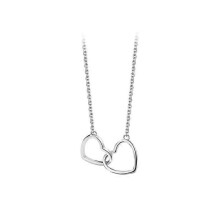 Necklace, S925 Silver Double Ring Heart Clasp Women's Ins Cute Collar Chain