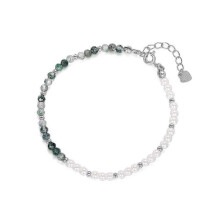 Bracelet, S925 Sterling Silver Natural Aquamarine Agate Imitation Pearl Women's Fashion Beaded