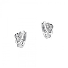 Earrings, S925 Sterling Silver Knot Intertwined Heart Zircon Fashion Versatile Ear Hoops for Women