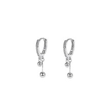 925 Silver Stud Earrings, Women's Round Bead Tassel Earrings Vintage Ins Style