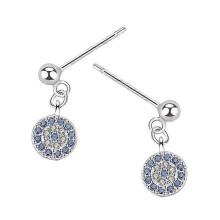 Women's Earrings, S925 Sterling Silver Round Creative Stud Drop Earrings with Cubic Zirconia, 6.15*14.6mm