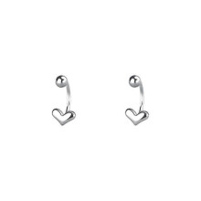 Heart-shaped Earrings, Women's Versatile Rear-hook S999 Sterling Silver Round Bead Threaded Ear Hooks