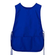 (Blue) Cobbler Apron Work Smock Apron 2 Front Pockets Dirt Resistant Sleeveless Cleaning Chef Men Women