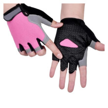 Fitness Gloves Breathable Silicone Palm Gymnastics Gloves for Weightlifting and Workout, Dumbbell, Pink, Size M