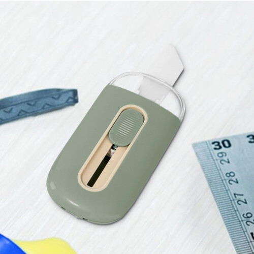 Paper Cutter Unpacking Tool, Mini Box Cutter with Automatic Locking Function, Green Cardboard Cutter for Safe Family Use 1