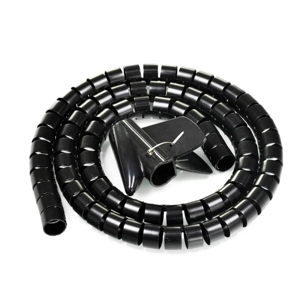 Spiral Protection Cable Sleeve 1.5 Metre Flexible Organiser Tube 30Mm Inside Diameter Black Cable Management Wrap 6038364395511