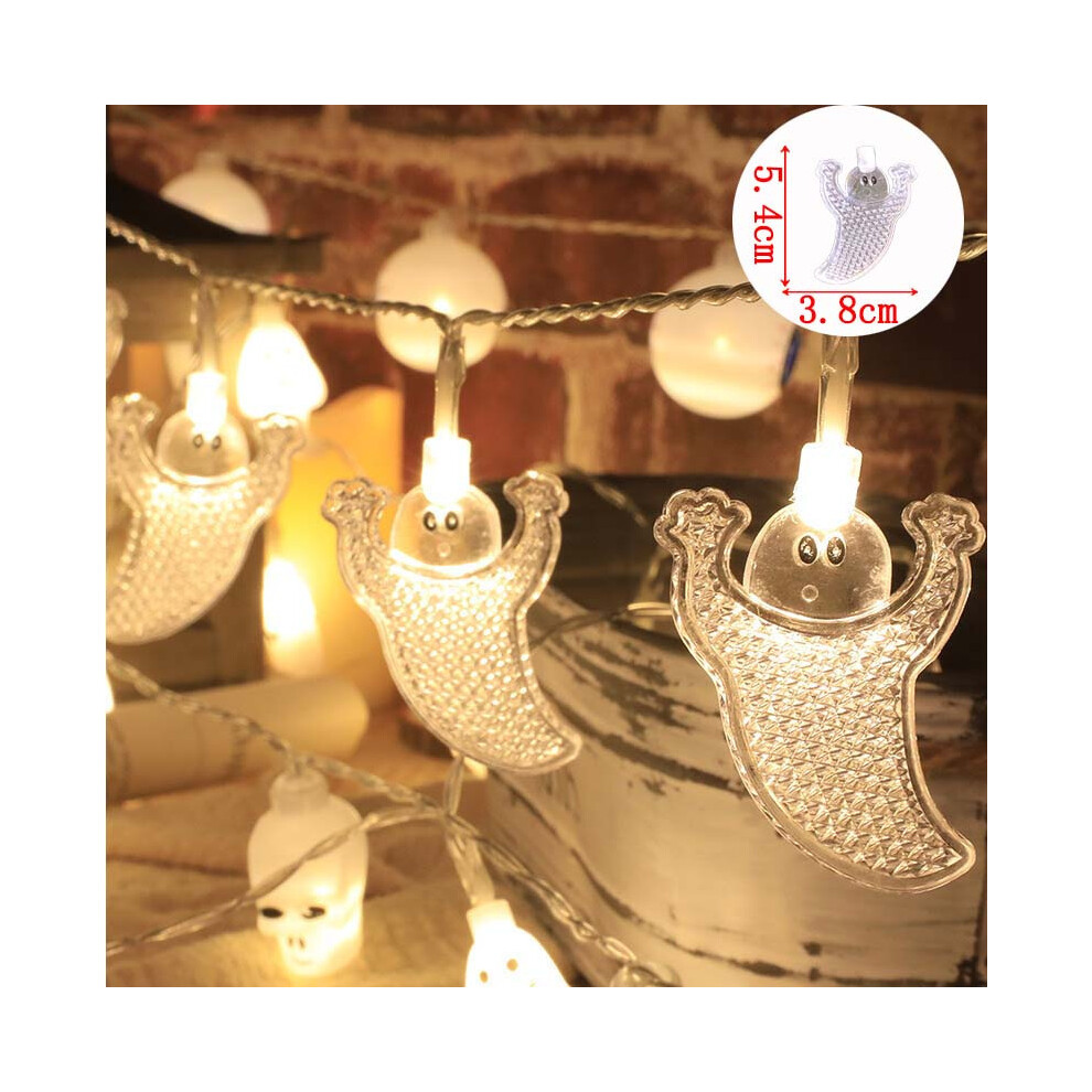 (Transparent Ghost, 3 meters 20 lights - 3 batteries) Halloween pumpkin light string led atmosphere decorative light bat skull light string-image-OPC-PJVXWMN-NEW