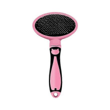 (Pink) Dogs Grooming Comb Comfort Handle Deshedding Slicker Brush for All Hair Types