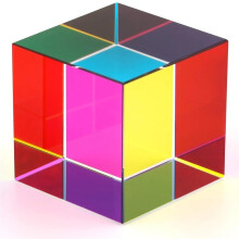 Colour Cube Prism for Scientific Optical Colour Experiment, 25x25x25mm, Three Primary Colours