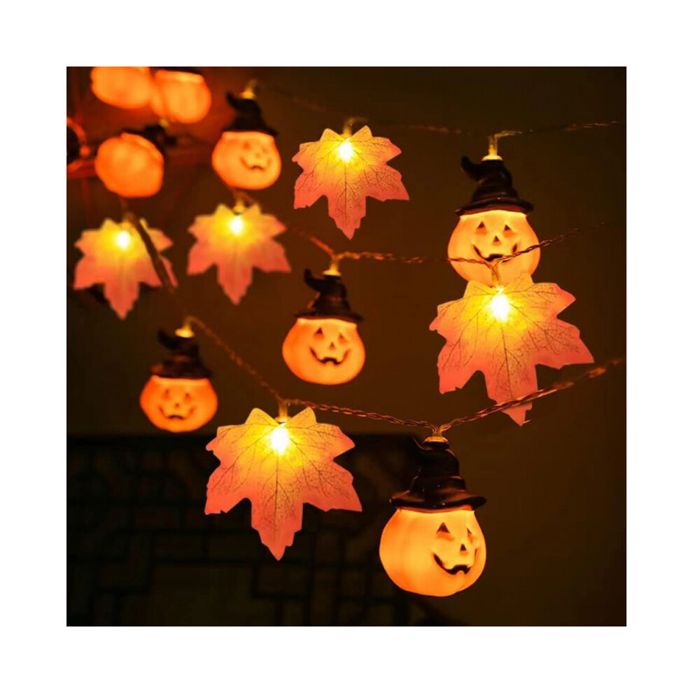 (Hat Pumpkin + Orange-Red Maple Leaf, 1.5m 10-light USB) LED light string fabric maple leaf lights Christmas decoration lights-image-OPC-PJVXXKB-NEW