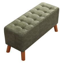 Footstool Upholstered Stool Ottoman Bench for Living Room Bedroom Dark Green Faux Leather Padded Wooden Legs 60x30x36 cm