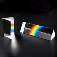 100 mm K9 Crystal Triangle Prism with Free Magnifying Glass, Photography Glass Spectrometer for Sunlight Spectrum and Rainbow Effects