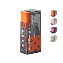 Adult Floss Dispenser with 10 Floss, Automatic Pop-Up Organizer, Travel Case in Orange and Crimson Zigzag