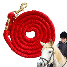 Training Leash 2.0 m Horse Lead Rope With Push Button Soft Horse Training Rope Red Longline For Horses