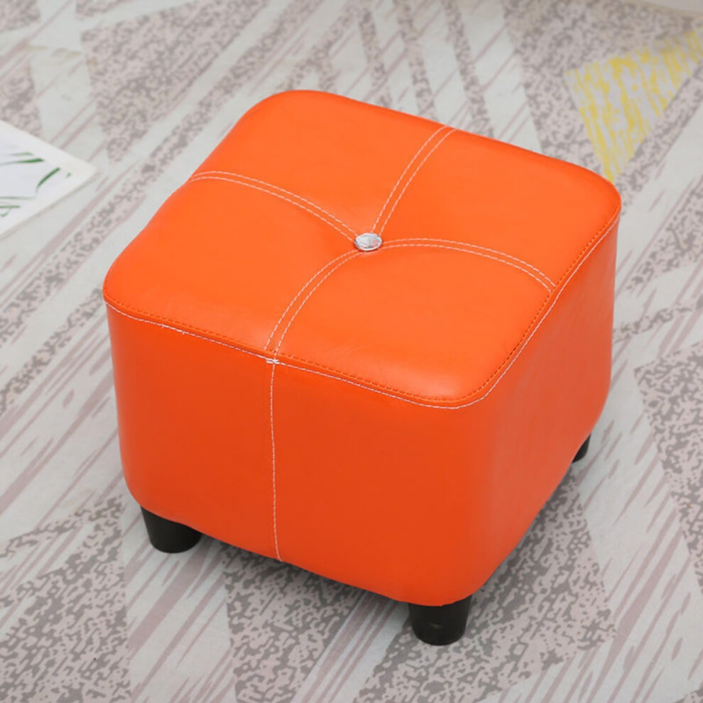 Ottomane Quadratischer FuÃhocker H35CM Orange, Weiches Rindsleder, Rutschfest, Leicht Zu Reinigen, Schuhwechselhocker-image-OPC-PJVY55R-NEW