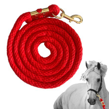 Horse Rope, 6.5 Feet Training Lead with Trigger Bull Snap, Durable Long Training Rope for Horses and Farm Animals, Red