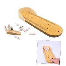 Mini Desktop Bowling Wooden Toys Set - Educational Interactive Tabletop Bowling Game for Children - Bamboo Material