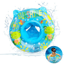 Baby Schwimmring for Kids 6 Months to 3 Years, Cartoon Print Swimming Seat, Blue Inflatable Swim Aid for Boys and Girls