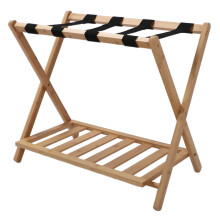Luggage Rack Folding Suitcase Stand with 4 Nylon Straps for Guest Room Bedroom Hotel Easy Assembly Storage Solution
