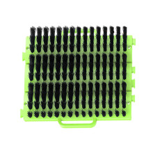 Durable Pet Massage Tool, Grooming Brush with Horsehair and Cow Tail, Gentle Horse Scraper in Grass Green for Easy Cleaning