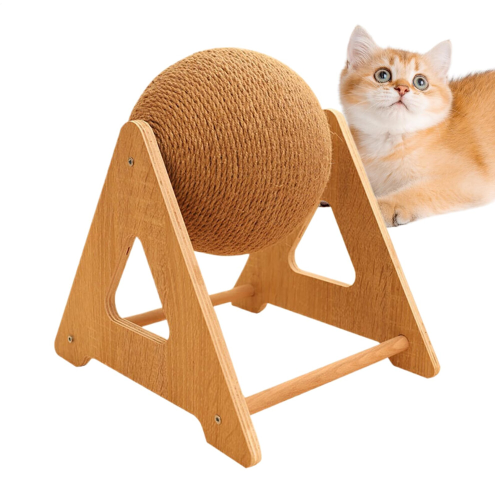 Katzen Kratzball Spielzeug - Abriebfester Holzfarbe Kratzspielzeug Mit Drehball Für Katzen und Kleintiere, Größe S