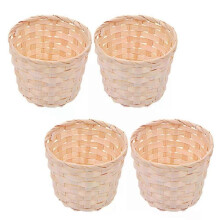 Woven Storage Baskets, 4pcs Desktop Wooden Handmade Flower Baskets, 9x9x7.5cm
